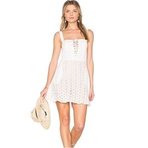 Flynn Skye White Leila Corset Front Eyelet Mini Dress